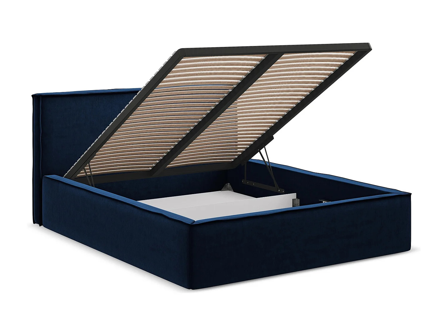 Lit coffre en velours 180 x 200 - bleu royal - ANANI