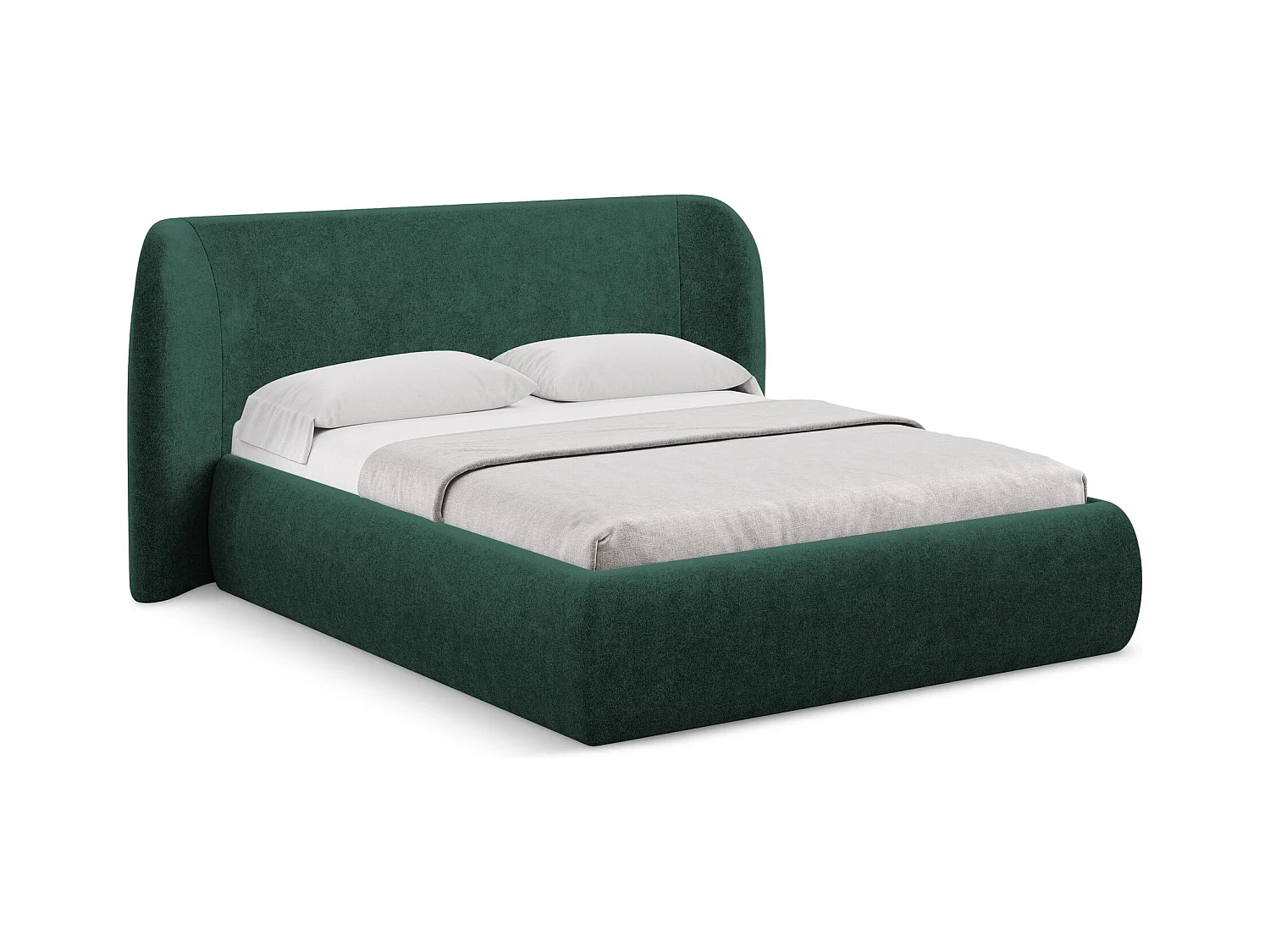 Lit coffre en tissu bouclette 160 x 200 - bouteille verte - HAUKE