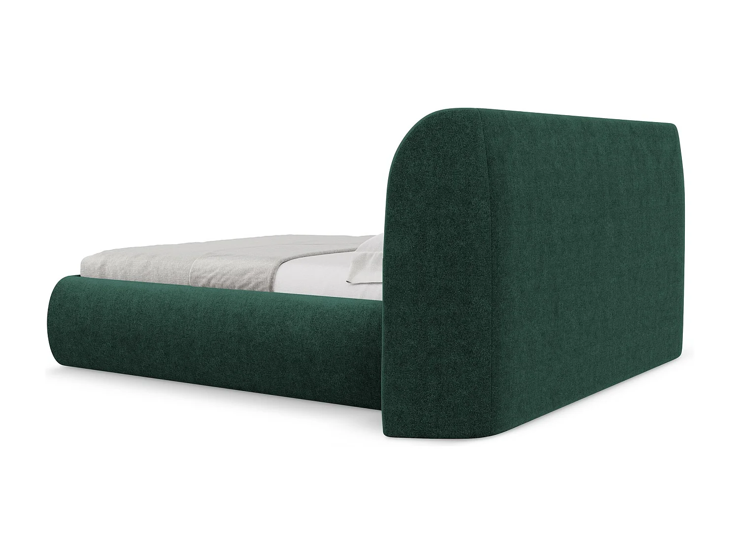 Cama com espaço de arrumação 160x200 cm em tecido bouclé - verde garrafa - HAUKE