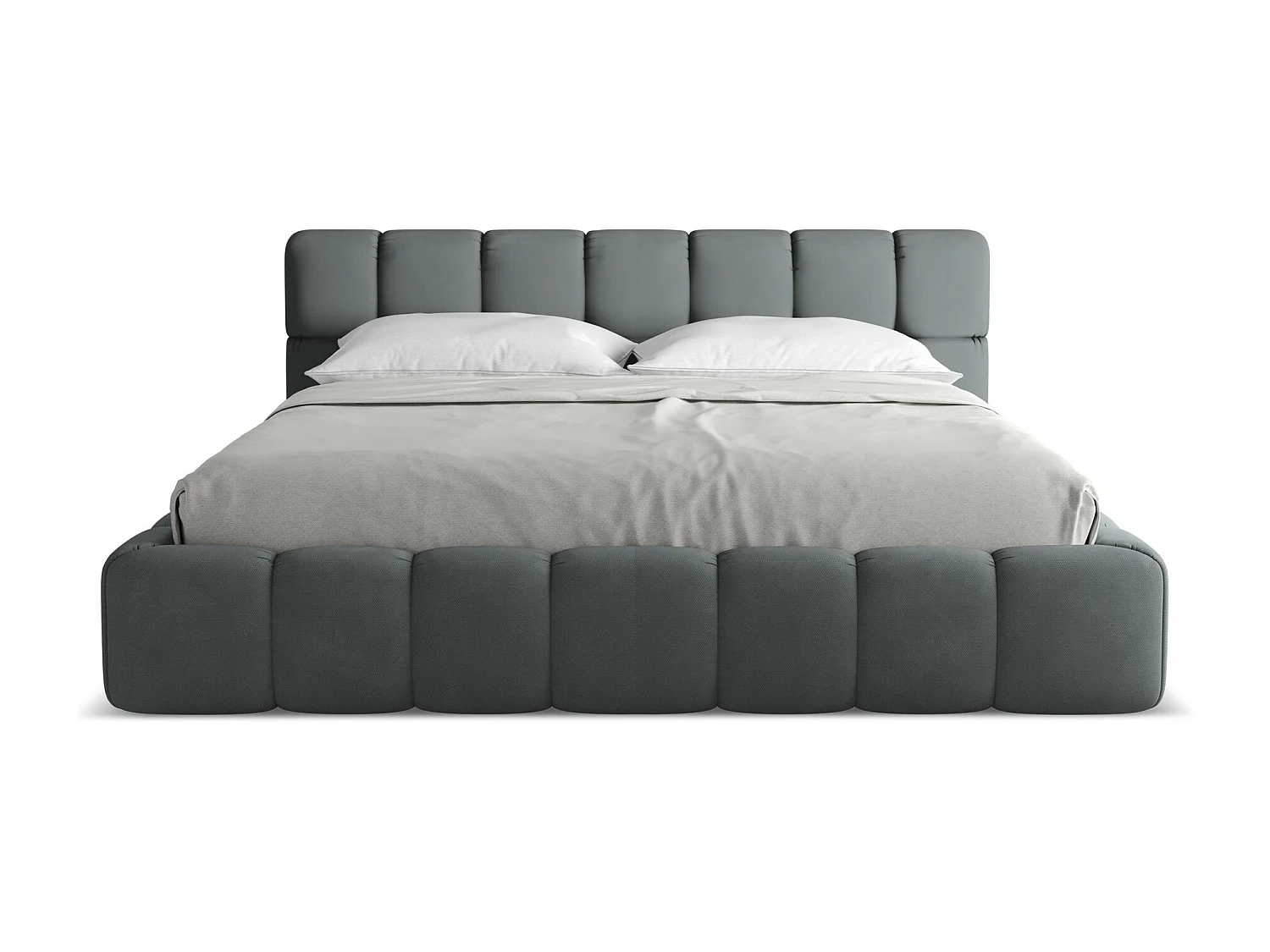 Lit coffre en tissu chenille 180 x 200 - graphite - NALU