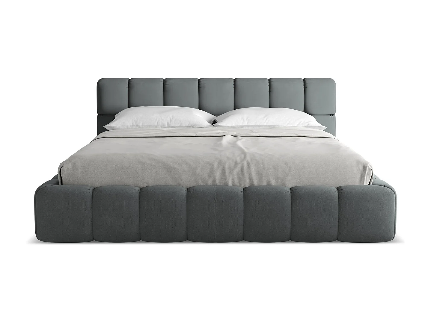 Łóżko 200 x 228 - z tkaniny szenilowej - grafitowy - NALU