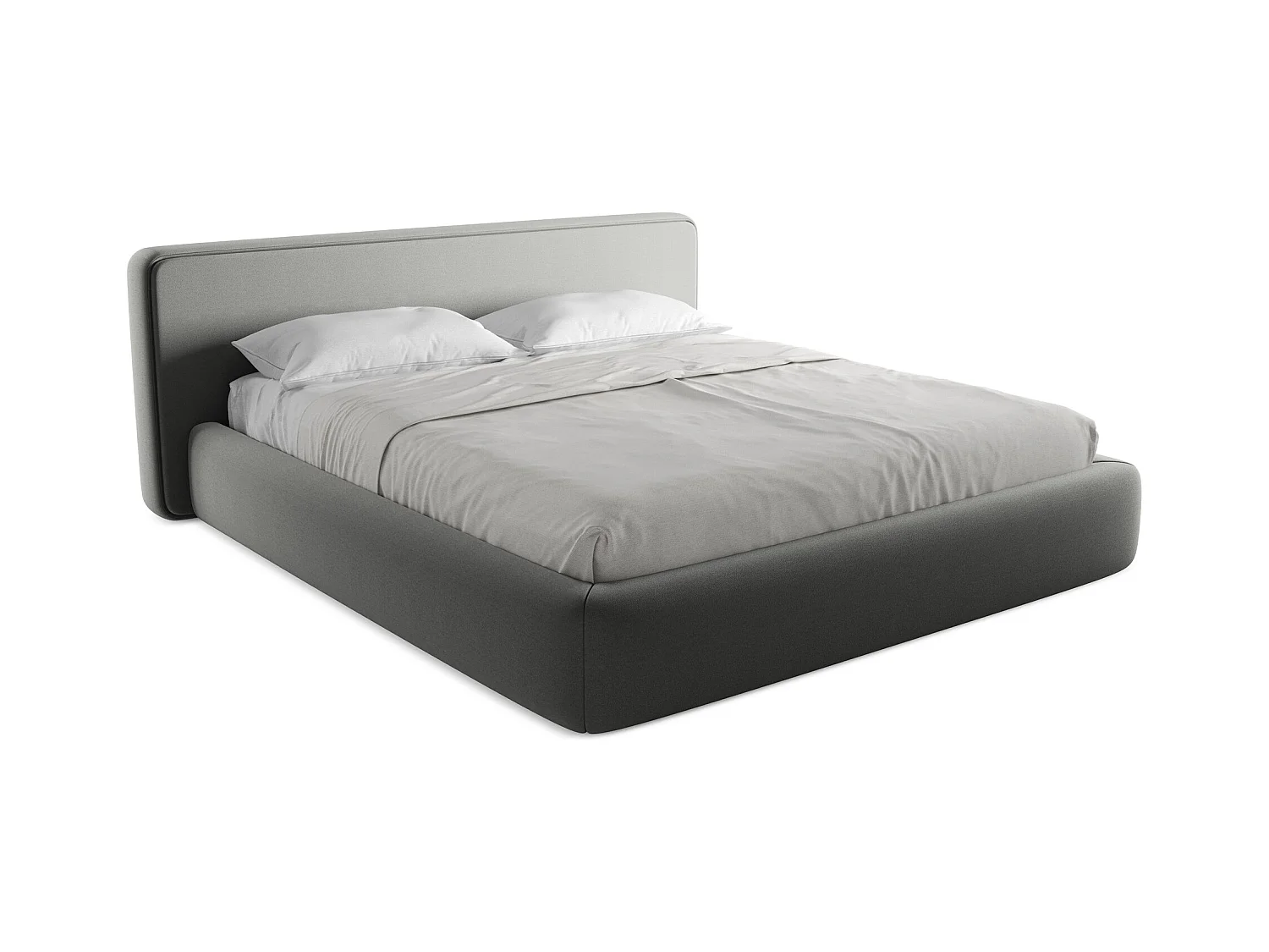 Bett mit Bettkasten - 220 x 225 - Bouclé - Graubeige - KIANA
