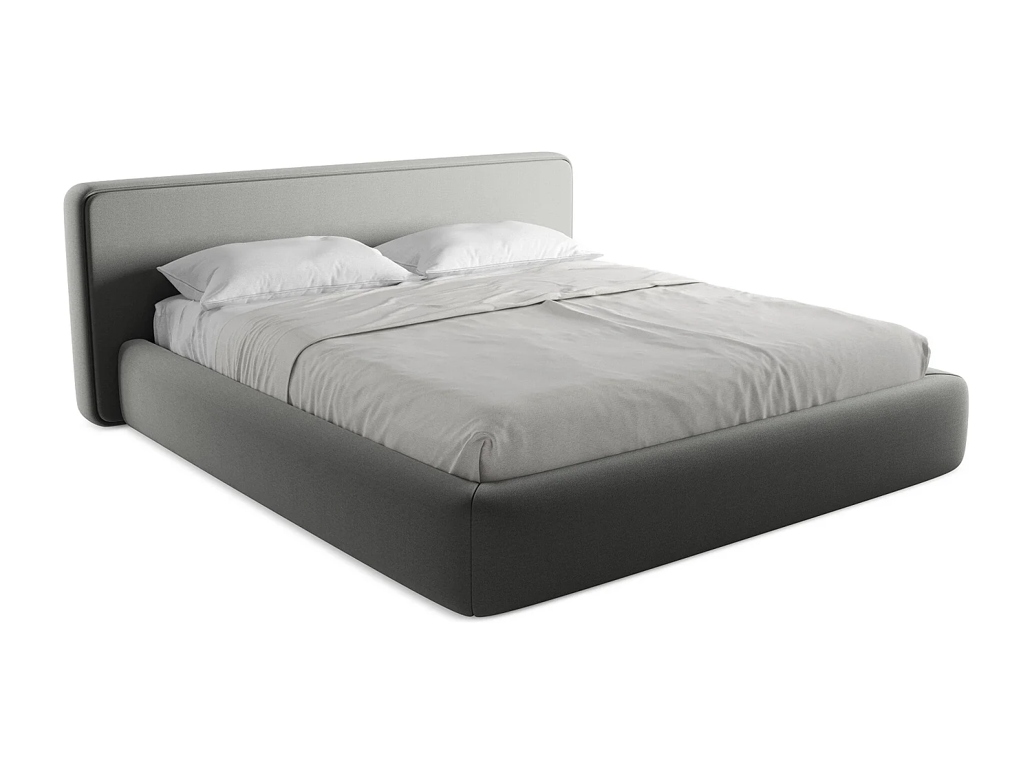 Cama com espaço de arrumação 180x200 cm em tecido bouclé - bege acinzentado - KIANA