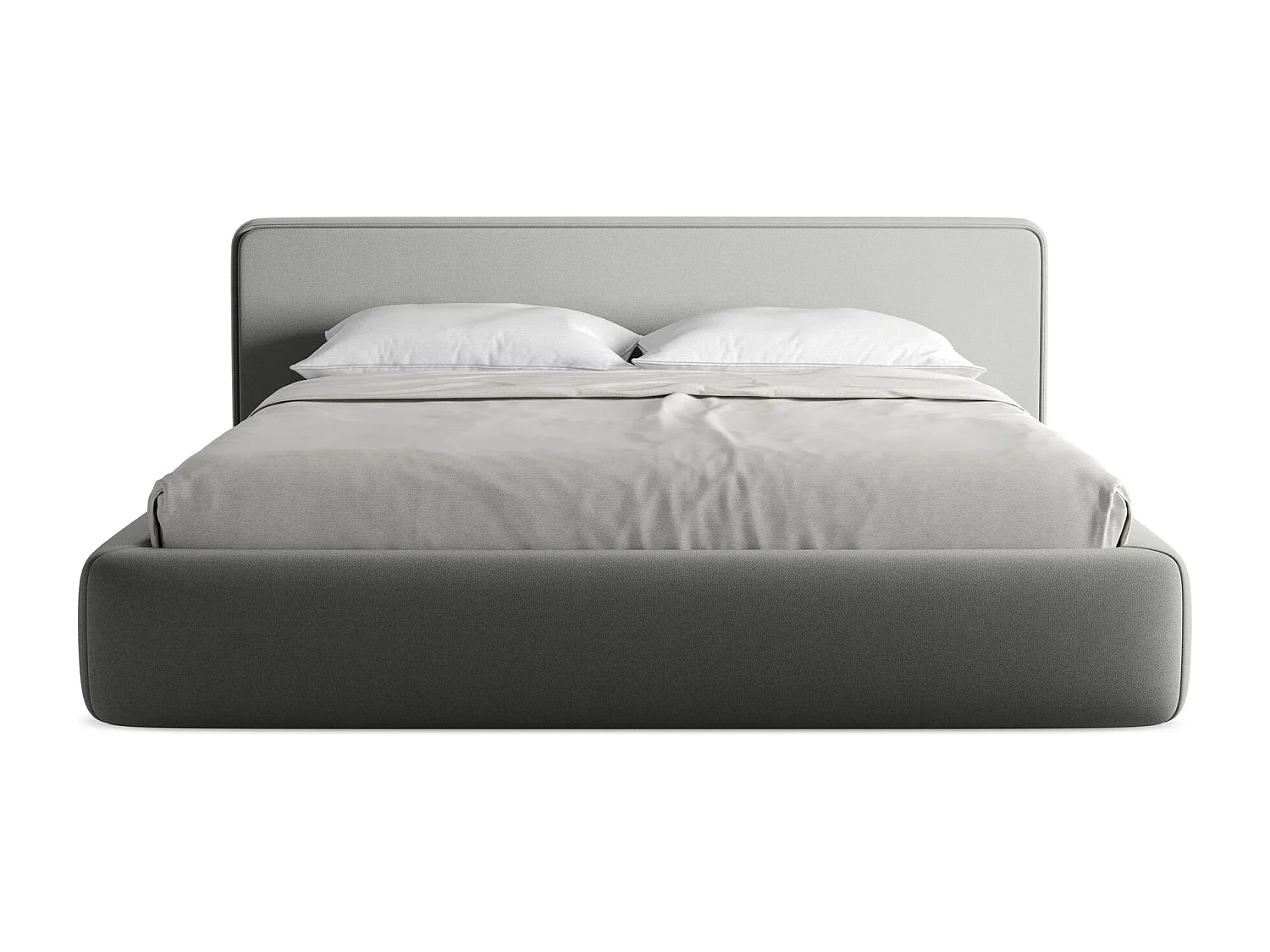 Cama com espaço de arrumação 180x200 cm em tecido bouclé - bege acinzentado - KIANA