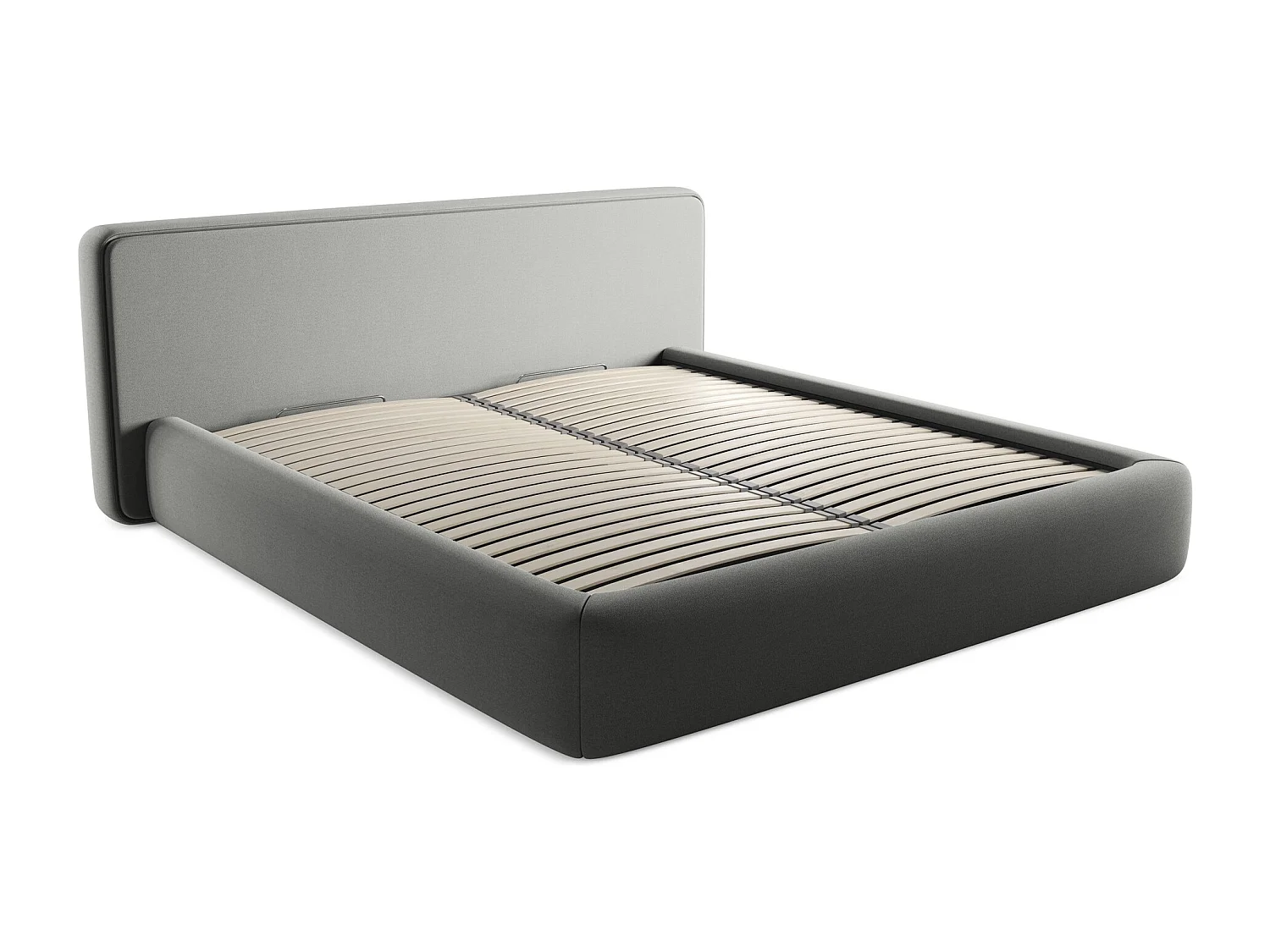 Cama com espaço de arrumação 180x200 cm em tecido bouclé - bege acinzentado - KIANA