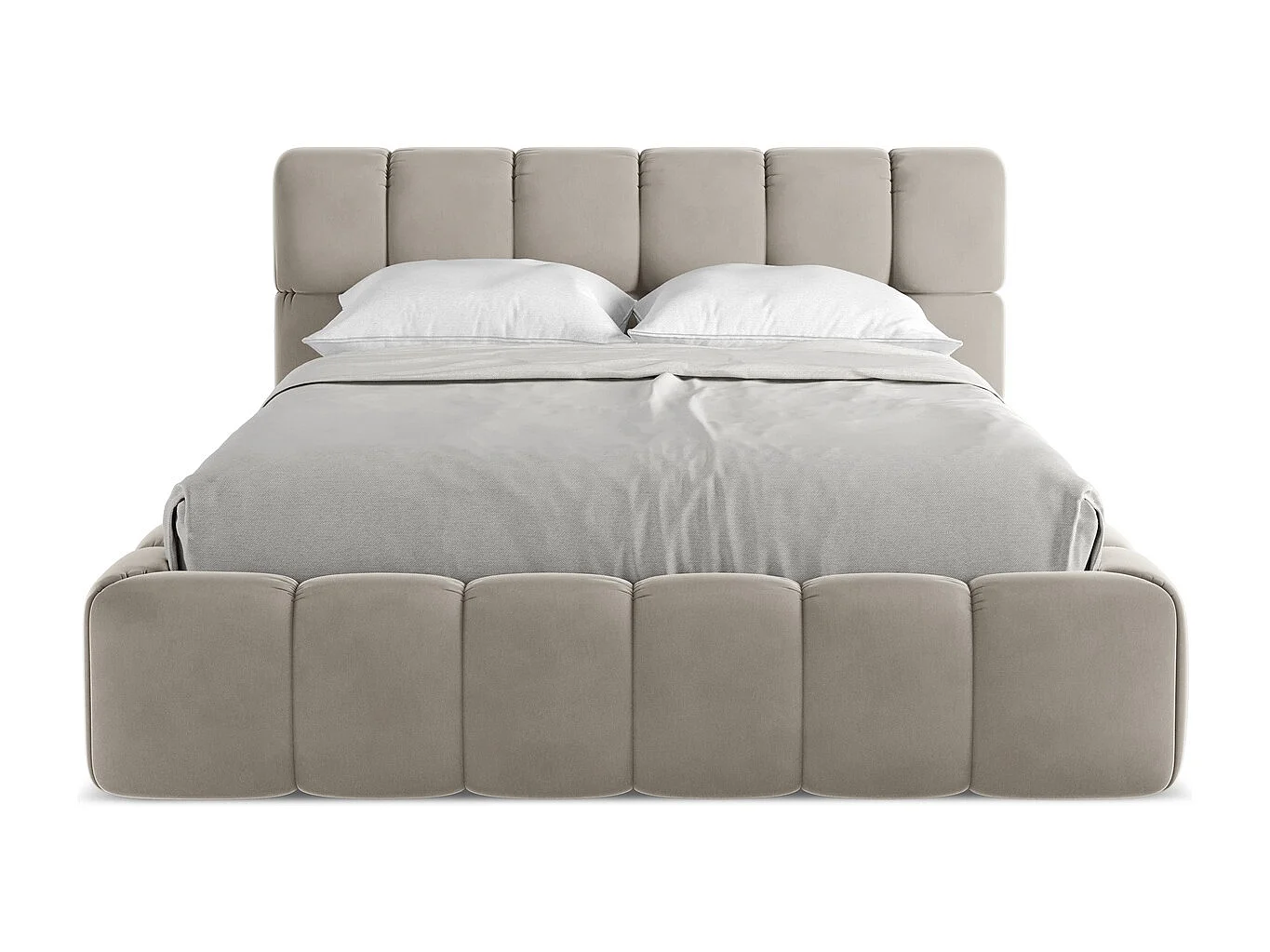 Lit coffre en velours 140 x 200 - taupe - NALU