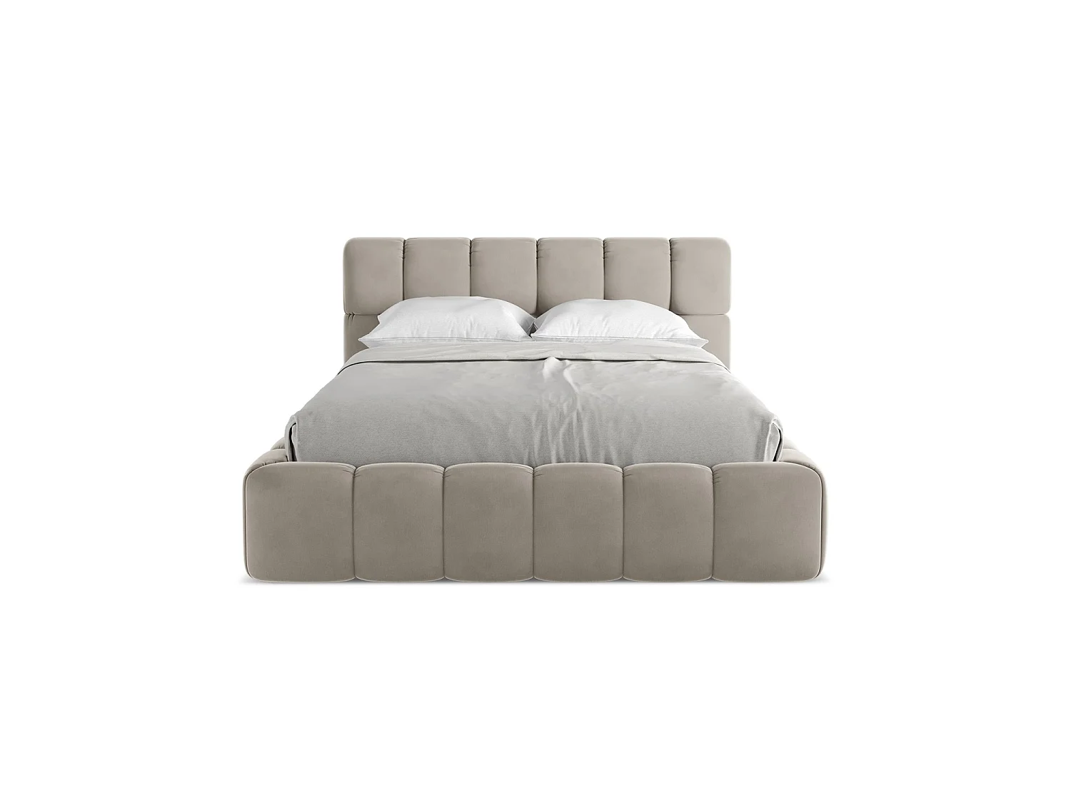 Bed met opbergruimte 160 x 228 - velours - taupe - ROMA