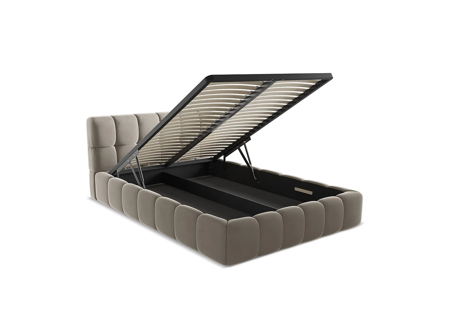 Bed met opbergruimte 160 x 228 - velours - taupe - ROMA