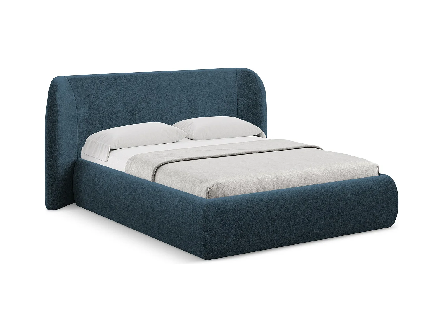 Lit coffre en tissu bouclette 160 x 200 - bleu royal - HAUKE