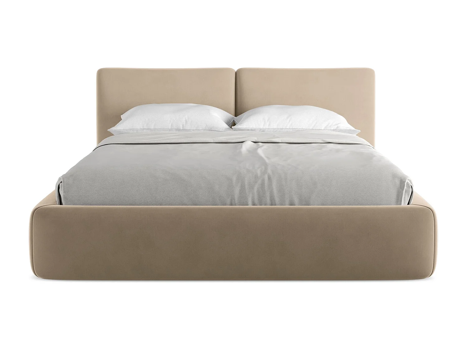 Lit coffre en velours 160 x 200 - beige clair - HOKU