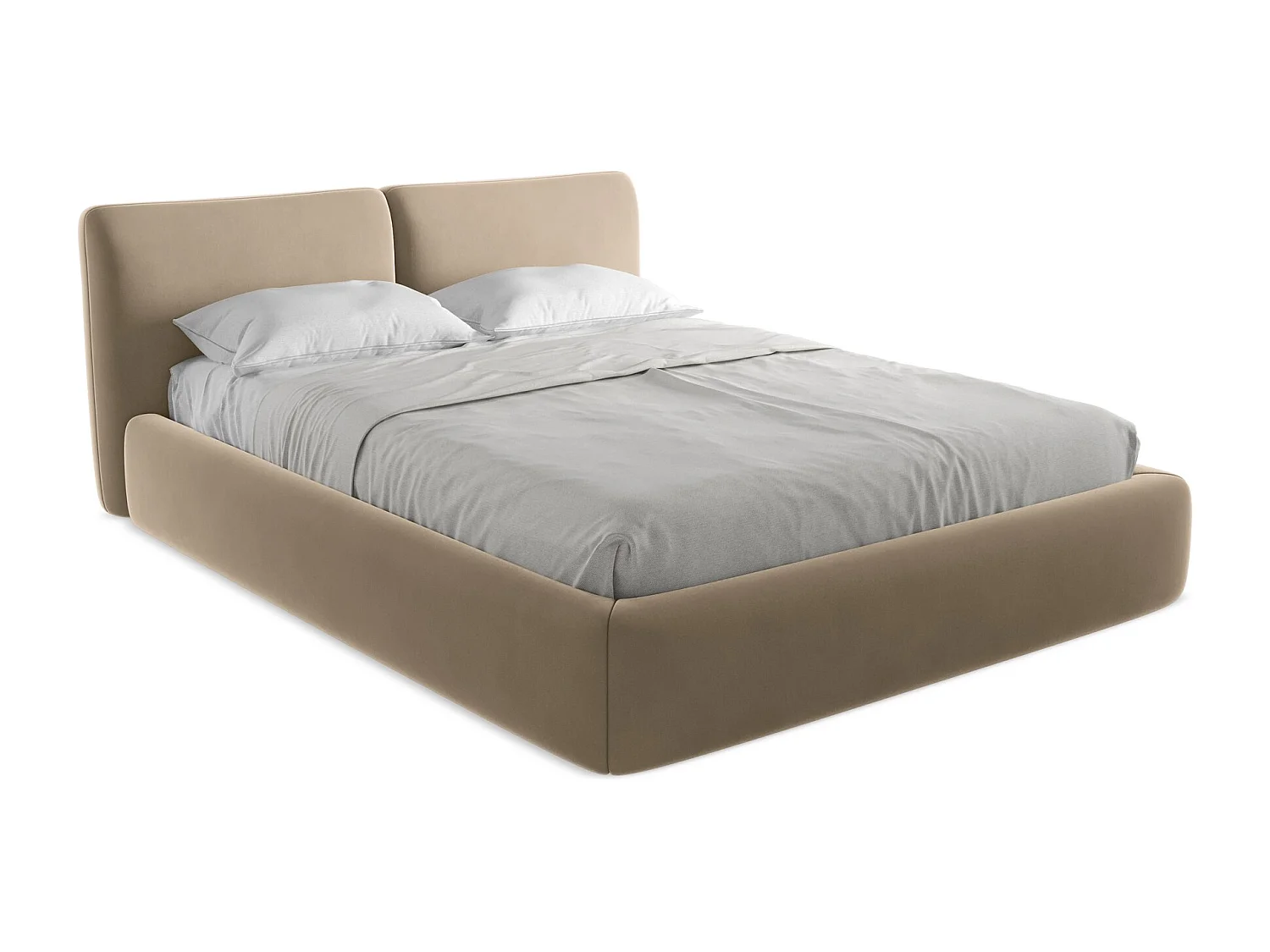 Cama com espaço de arrumação 160x200 cm em veludo - bege claro - HOKU