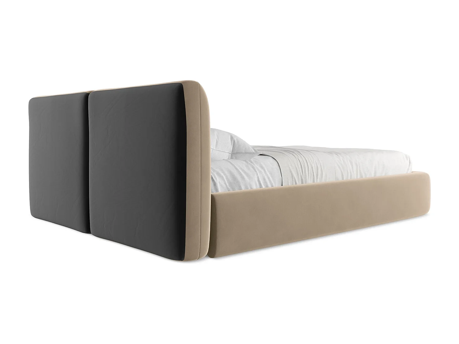 Cama com espaço de arrumação 160x200 cm em veludo - bege claro - HOKU