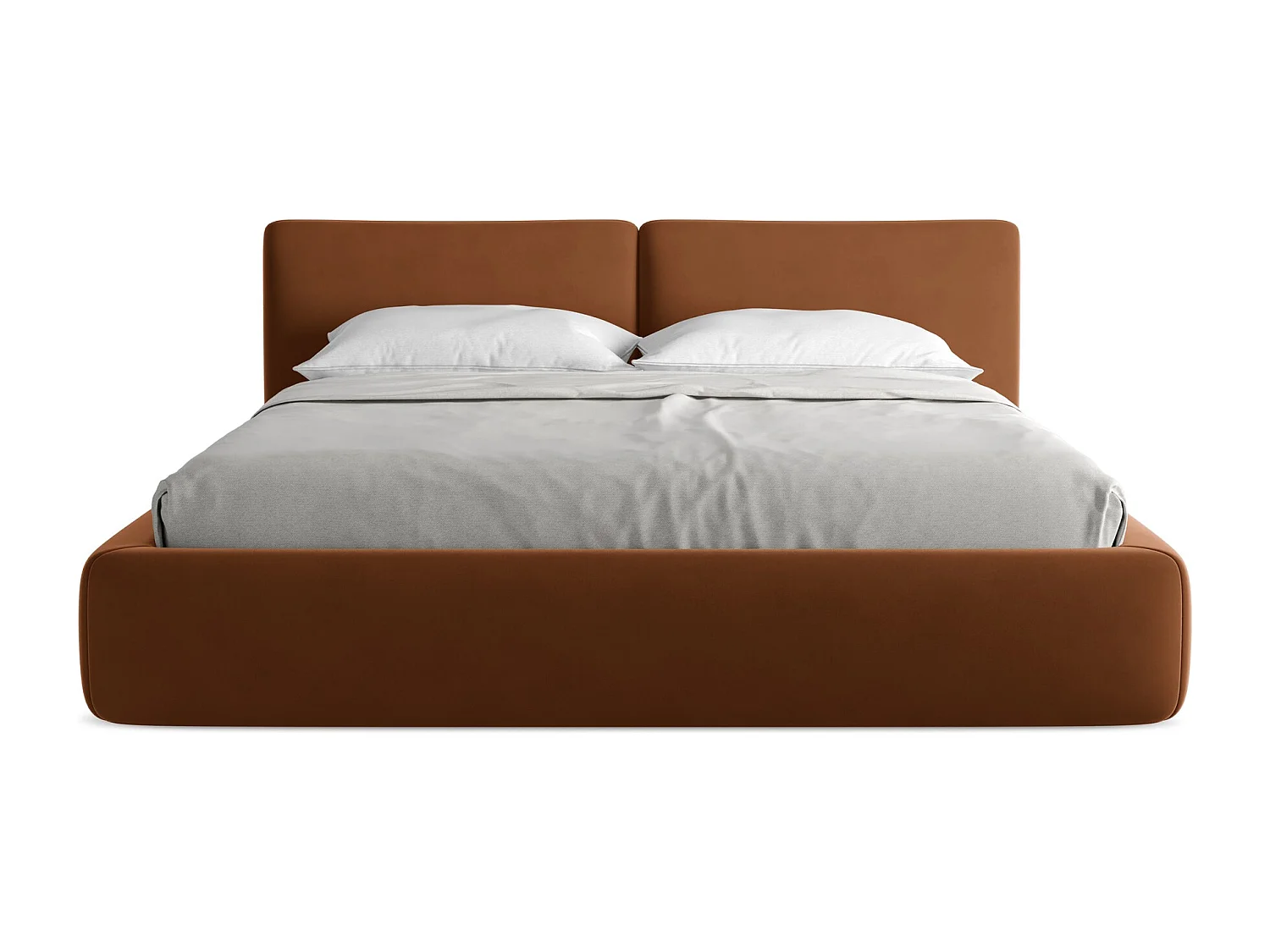 Bett mit Bettkasten - 200 x 228 - Samt - Terrakotta - HOKU