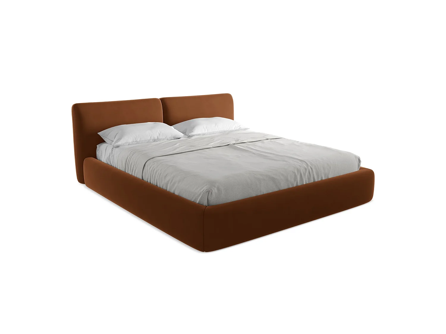 Lit coffre en velours 200 x 228 - terre cuite - MILANO