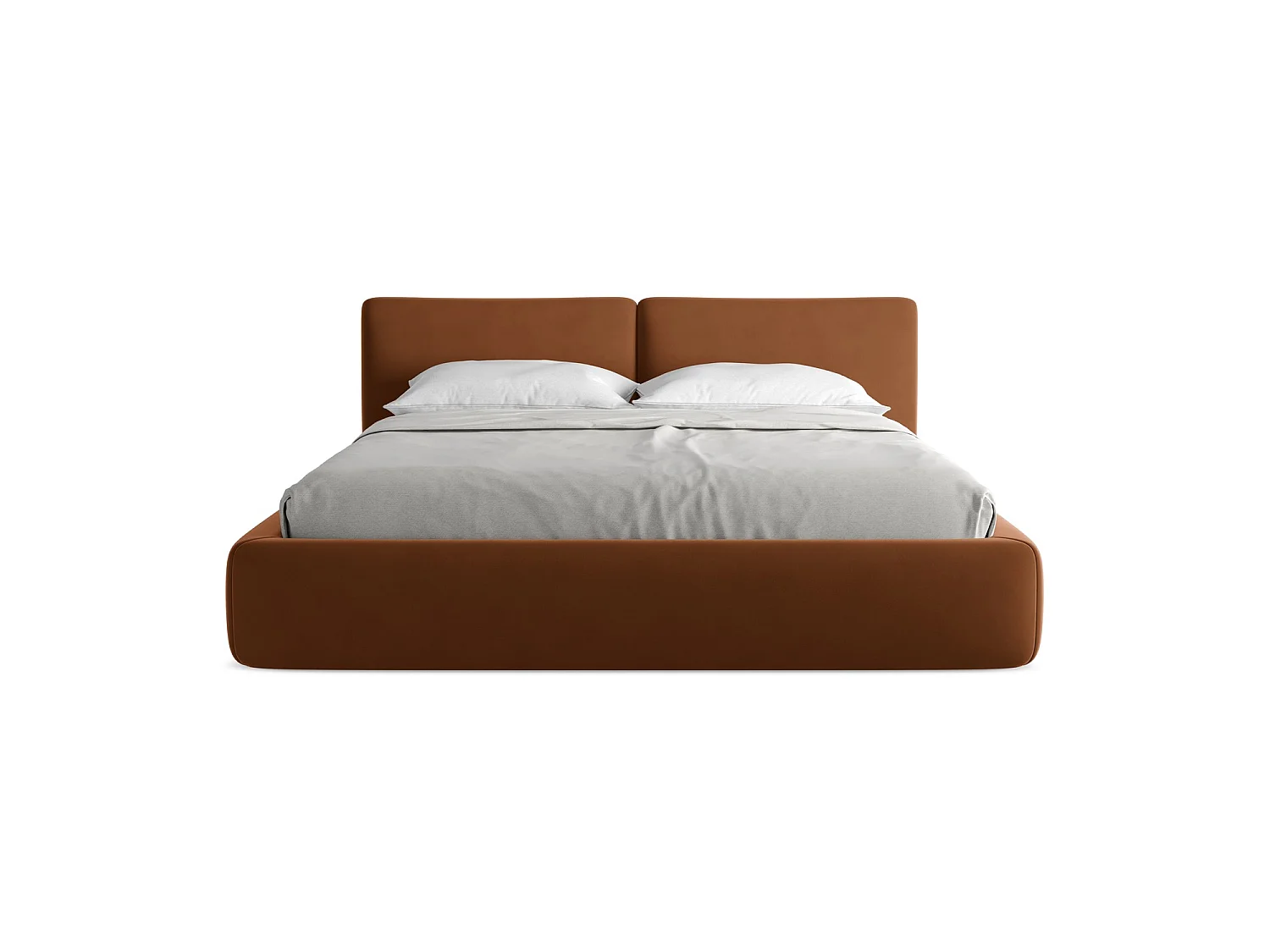 Lit coffre en velours 200 x 228 - terre cuite - MILANO