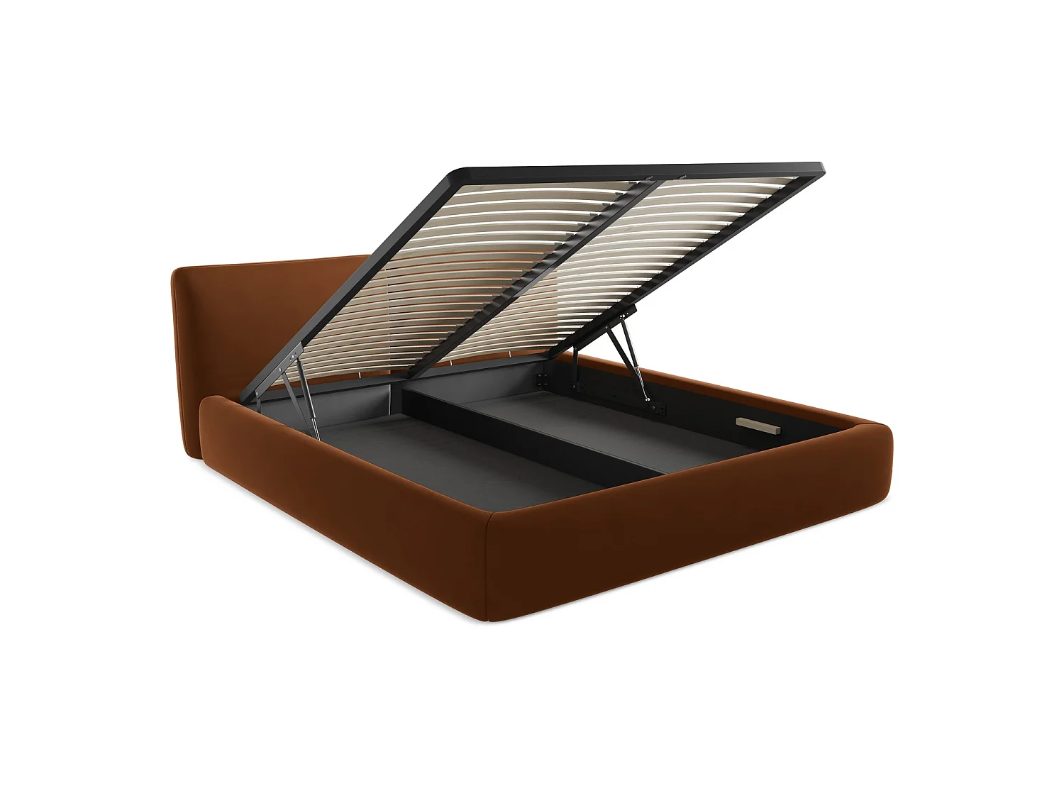 Lit coffre en velours 200 x 228 - terre cuite - MILANO