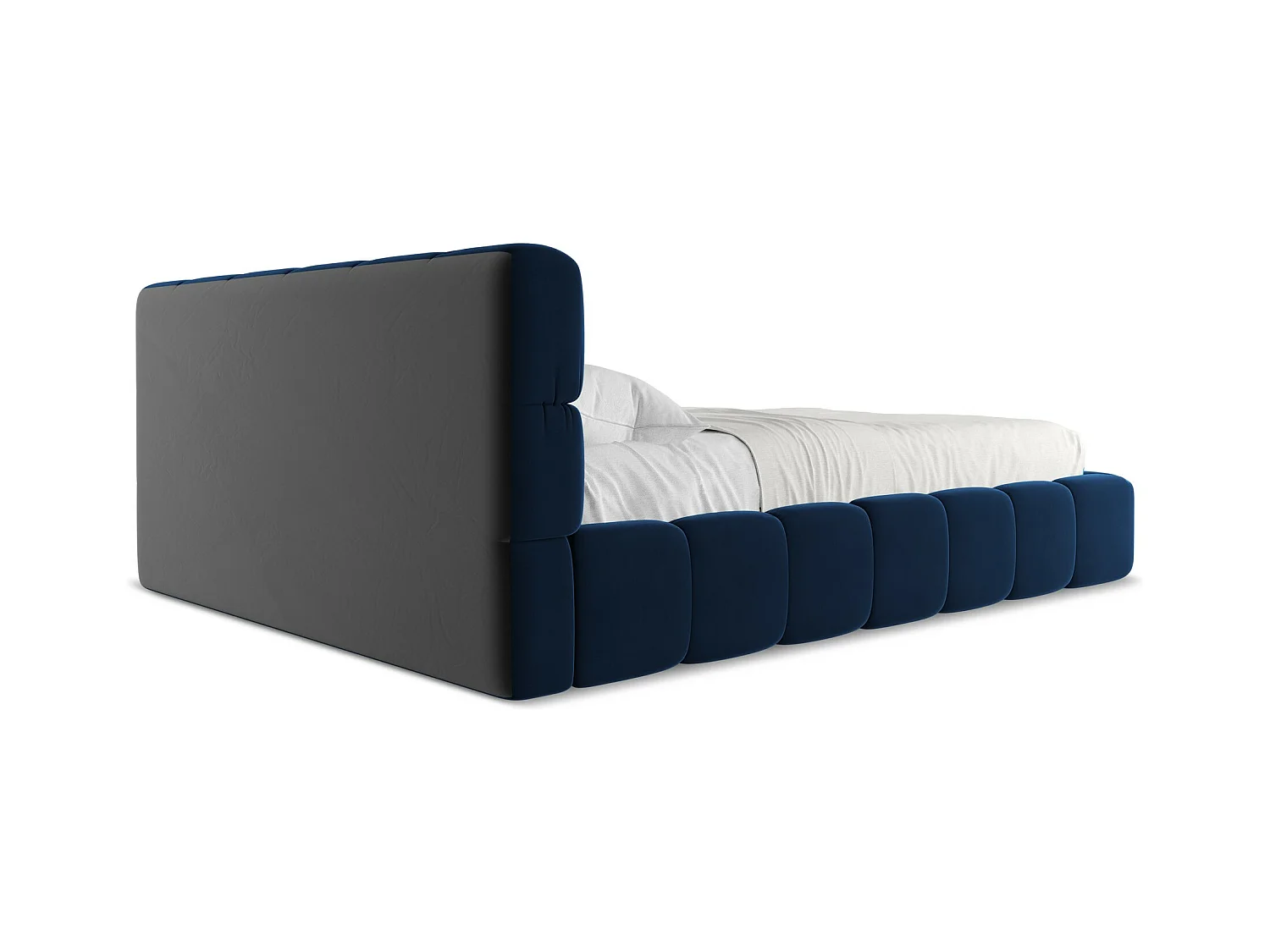 Łóżko 180 x 228 - z weluru - królewski niebieski - NALU