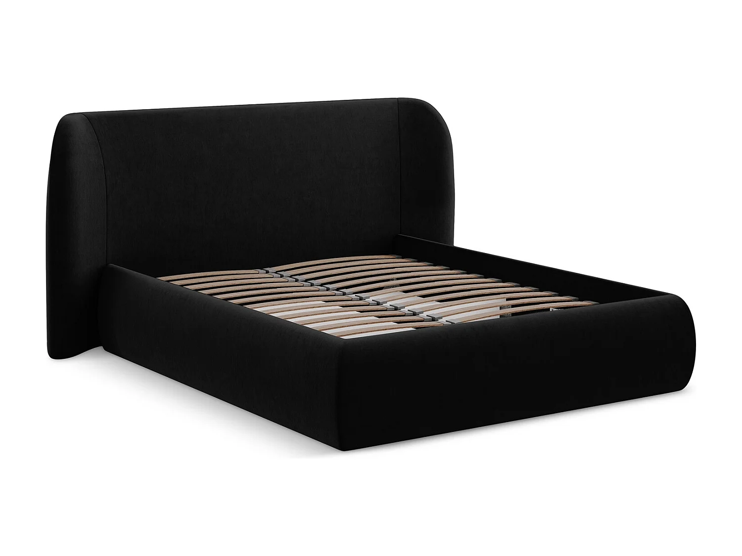 Bed met opbergruimte 230 x 215 - velours - zwart - HAUKE