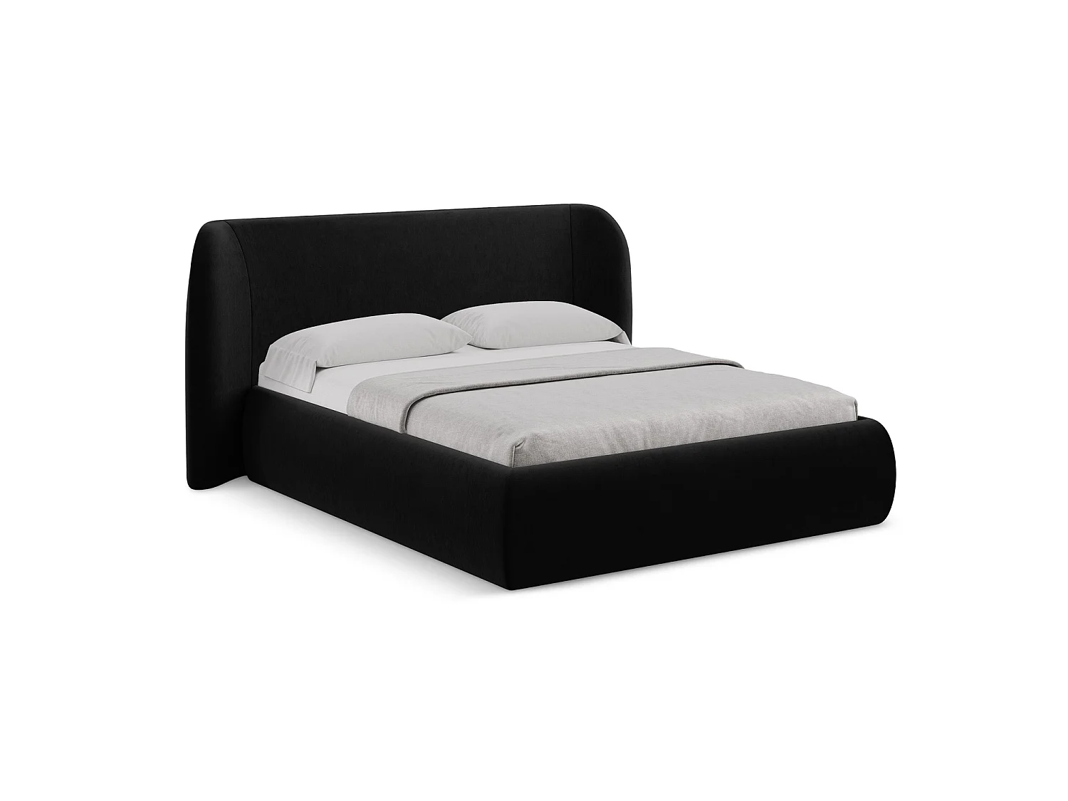 Lit coffre en velours 230 x 215 - noir - TRIESTE
