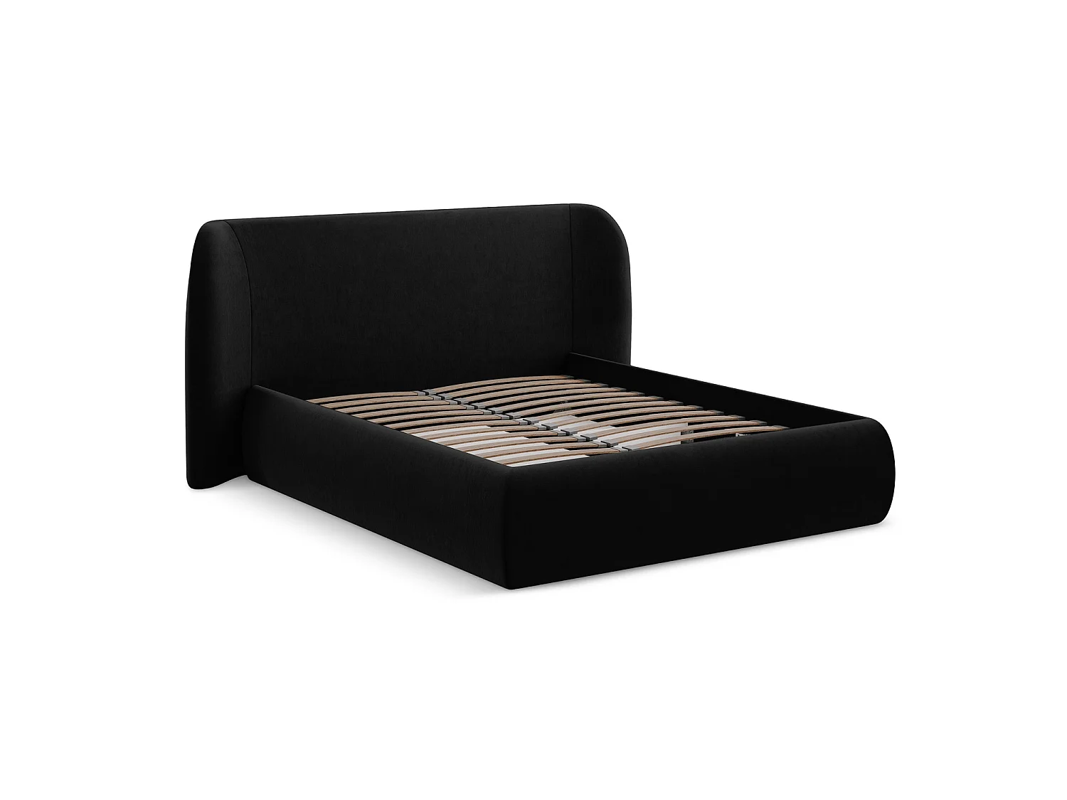 Lit coffre en velours 230 x 215 - noir - TRIESTE