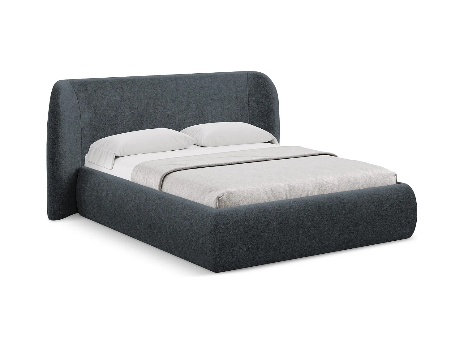 Lit coffre en tissu bouclette 160 x 200 - acier - HAUKE