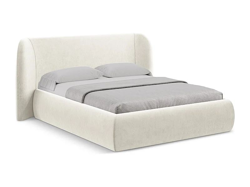 Lit coffre en velours 160 x 200 - beige clair - HAUKE