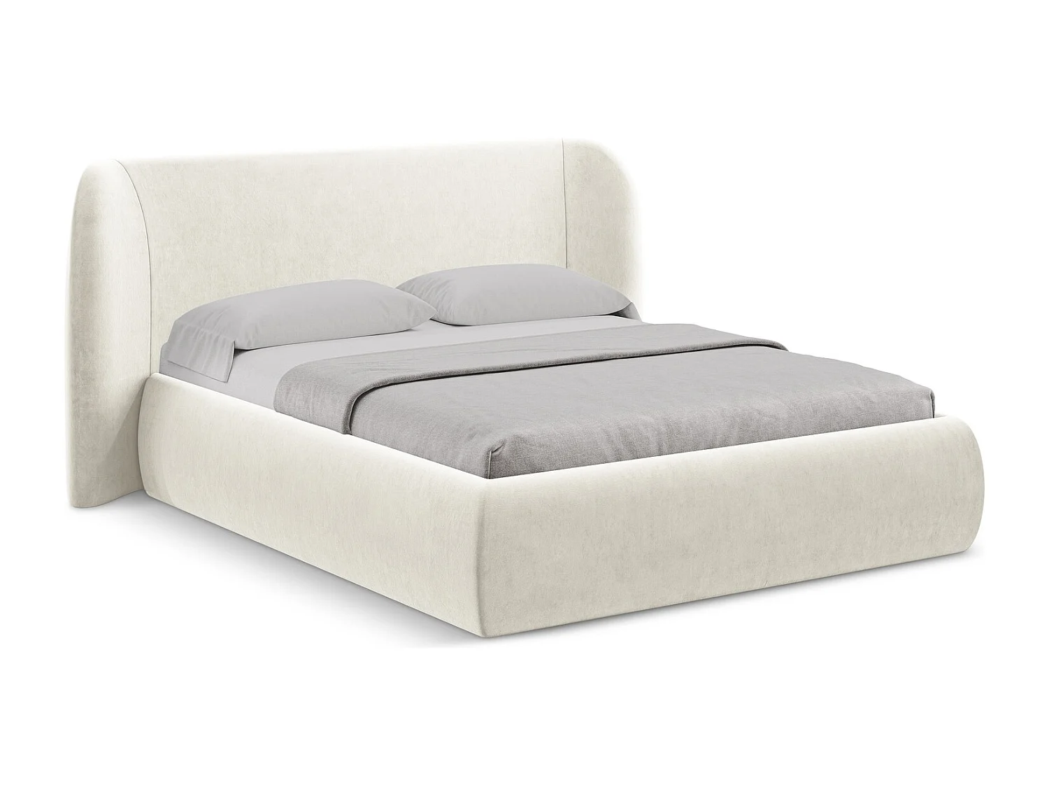 Lit coffre en velours 160 x 200 - beige clair - HAUKE