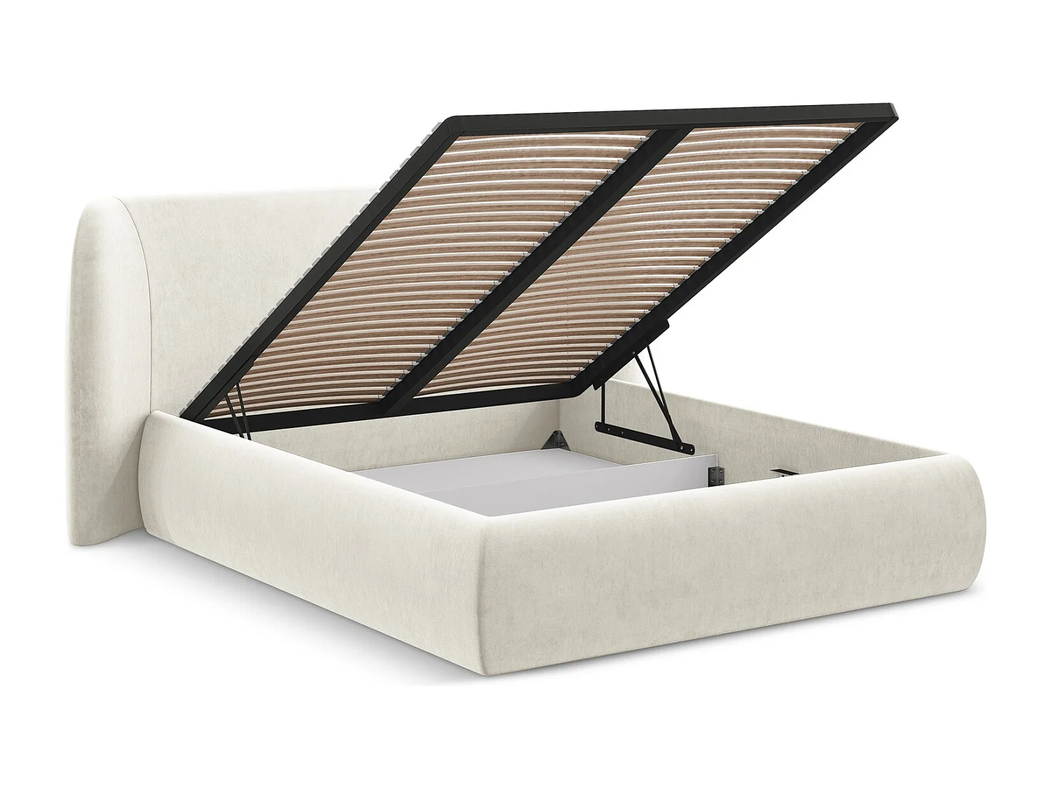 Lit coffre en velours 160 x 200 - beige clair - HAUKE