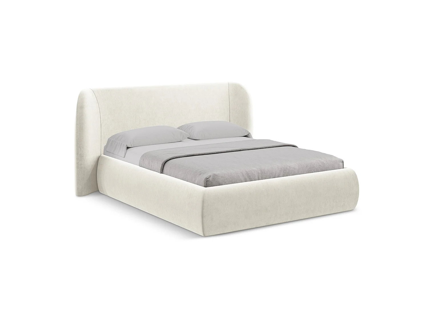 Lit coffre en velours 210 x 215 - beige clair - TRIESTE