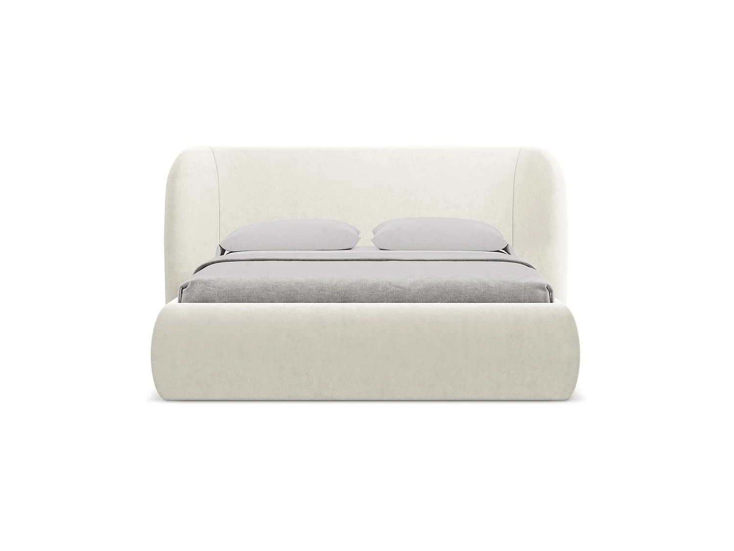 Lit coffre en velours 210 x 215 - beige clair - TRIESTE