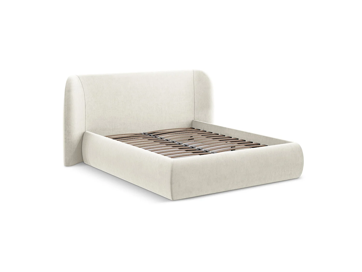 Lit coffre en velours 210 x 215 - beige clair - TRIESTE