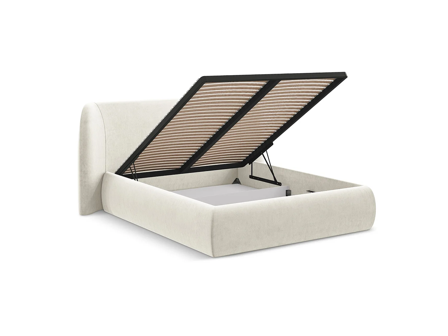 Lit coffre en velours 210 x 215 - beige clair - TRIESTE