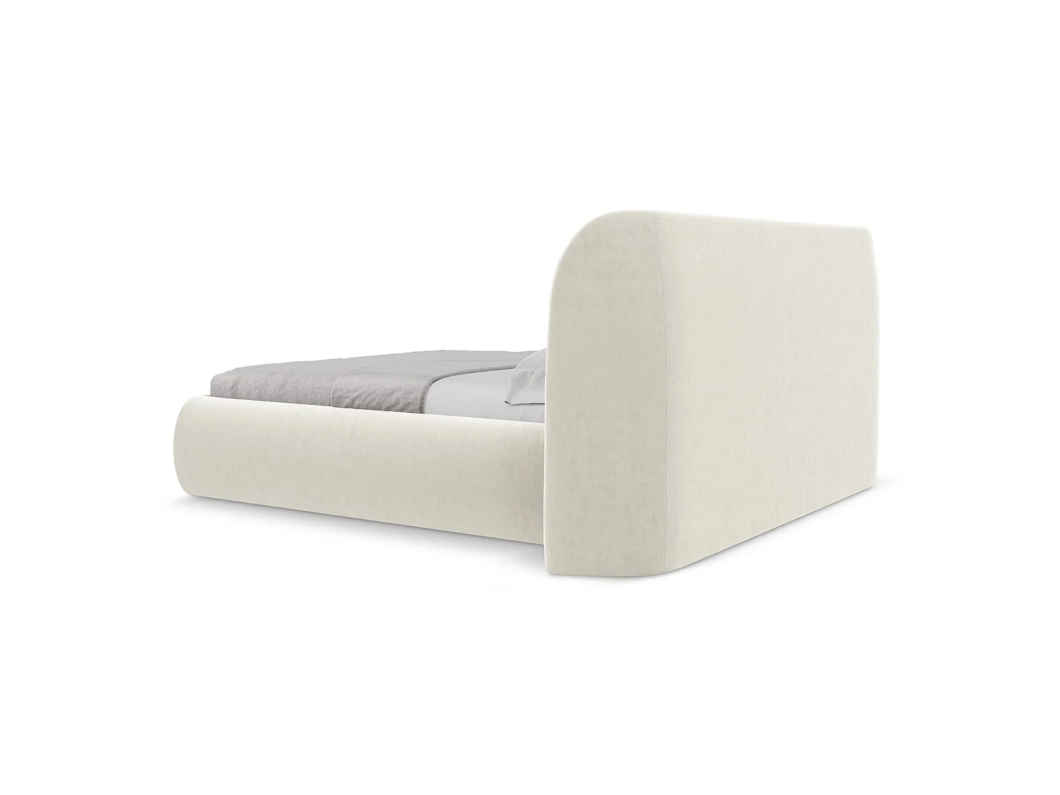 Lit coffre en velours 210 x 215 - beige clair - TRIESTE