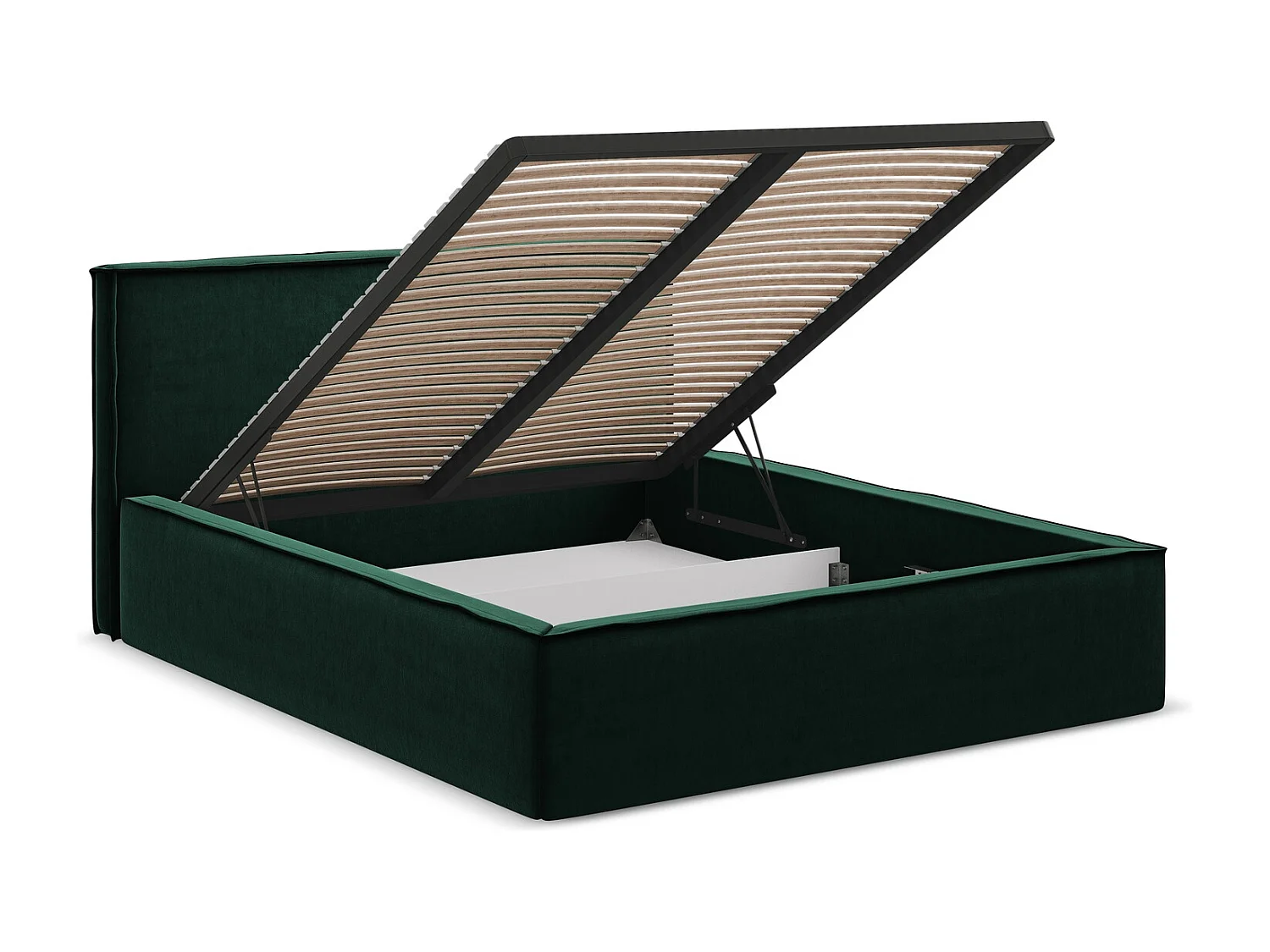 Lit coffre en velours 180 x 200 - bouteille verte - ANANI