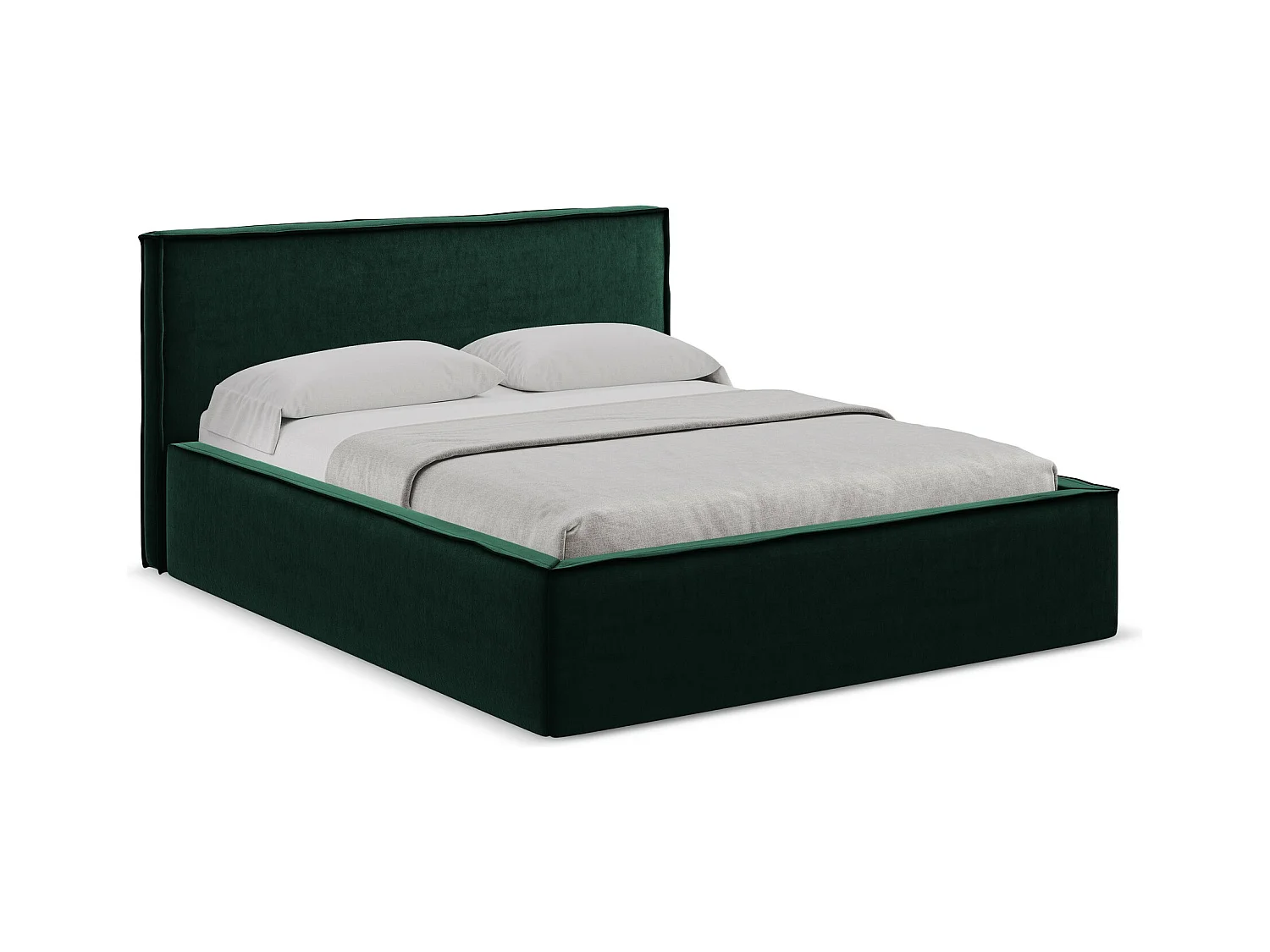 Bett mit Bettkasten - 200 x 228 - Samt - Flaschengrün - ANANI