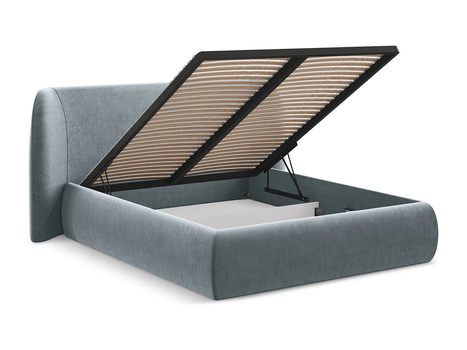 Bed met opbergruimte 190 x 215 - velours - lichtblauw - HAUKE