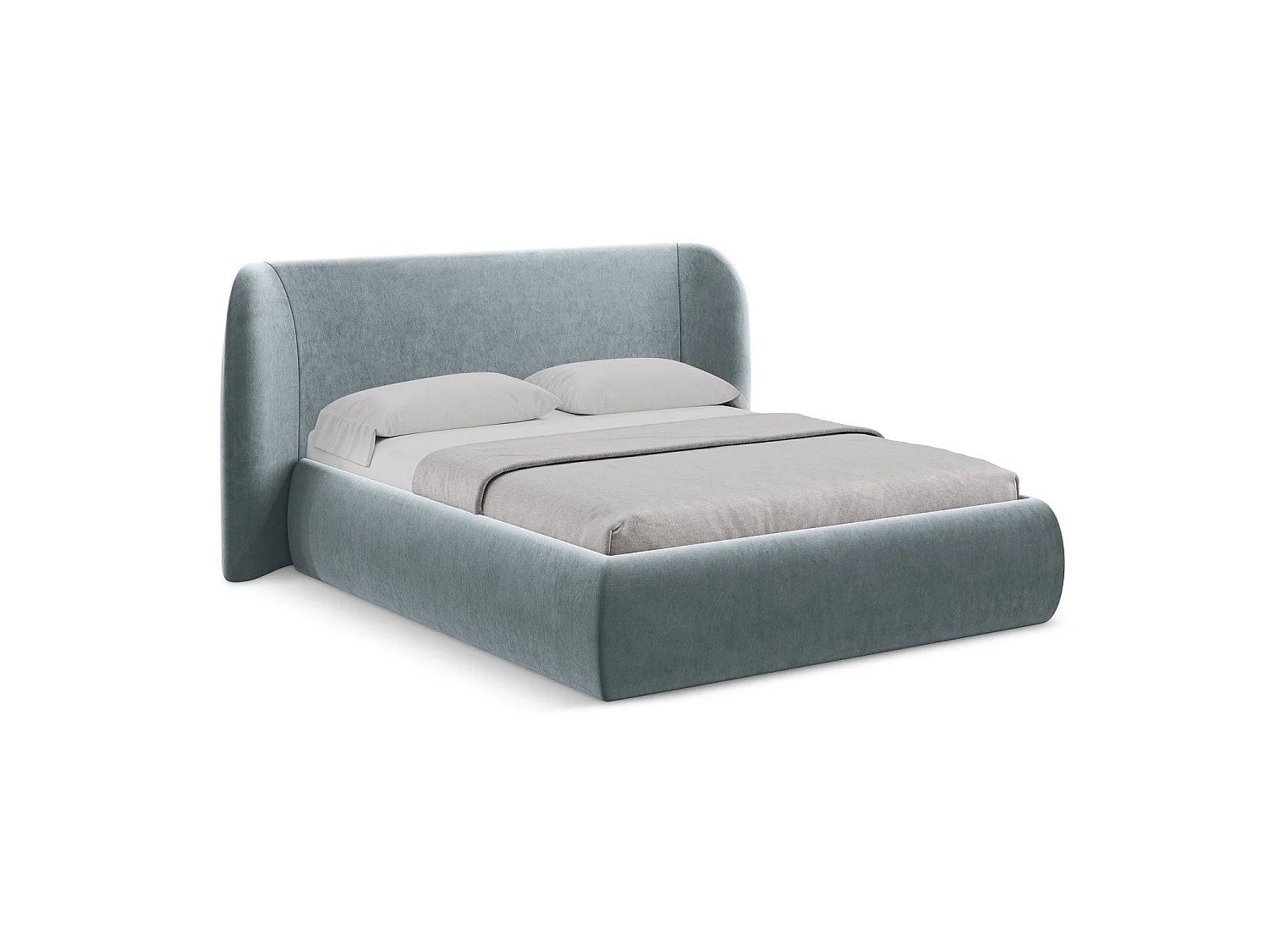 Lit coffre en velours 190 x 215 - bleu clair - TRIESTE