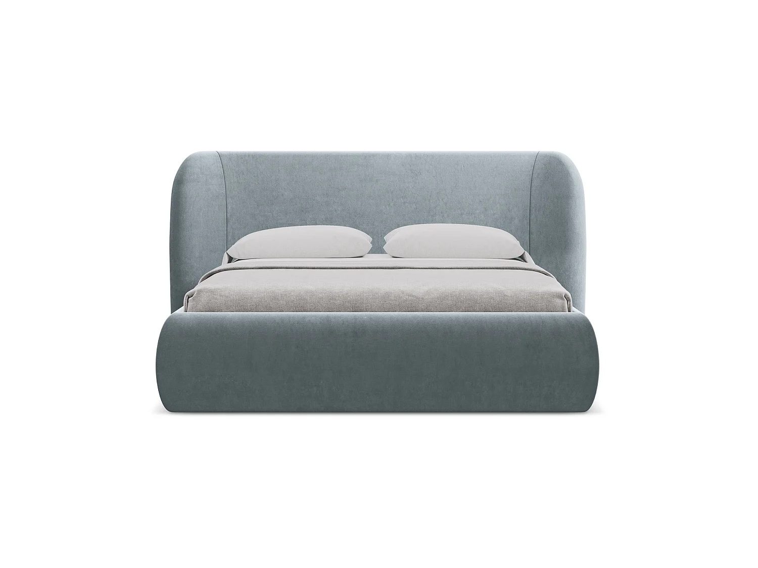 Lit coffre en velours 190 x 215 - bleu clair - TRIESTE