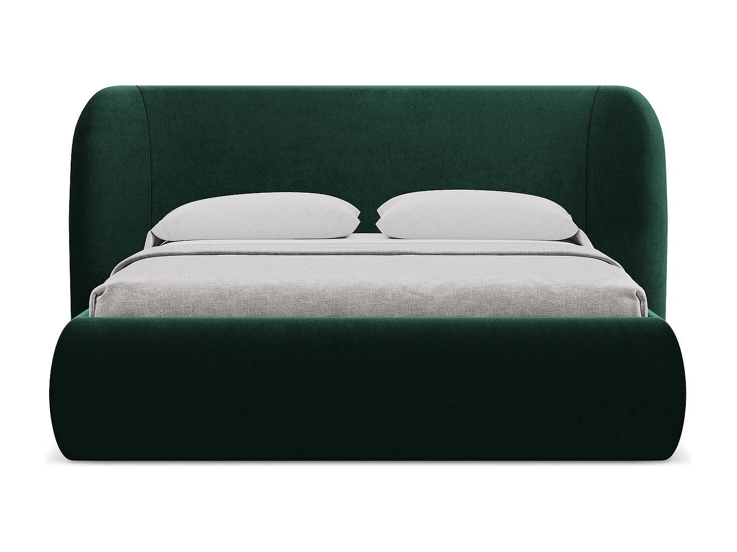 Bett mit Bettkasten - 230 x 215 - Samt - Flaschengrün - HAUKE