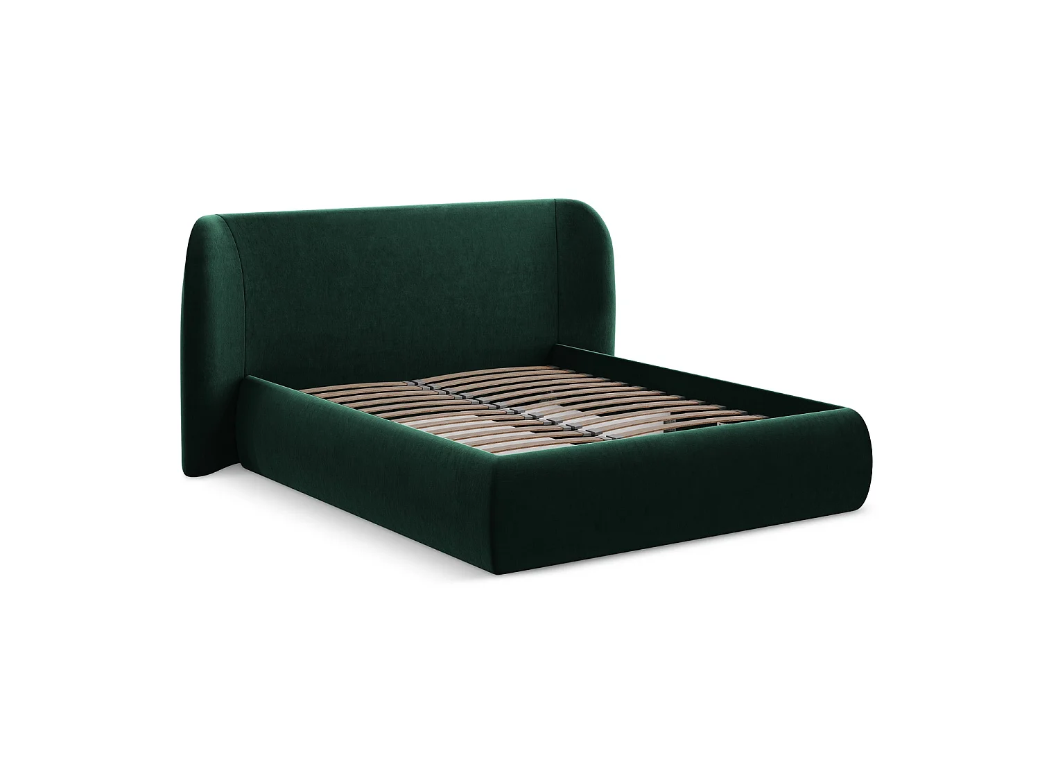Lit coffre en velours 230 x 215 - bouteille verte - TRIESTE
