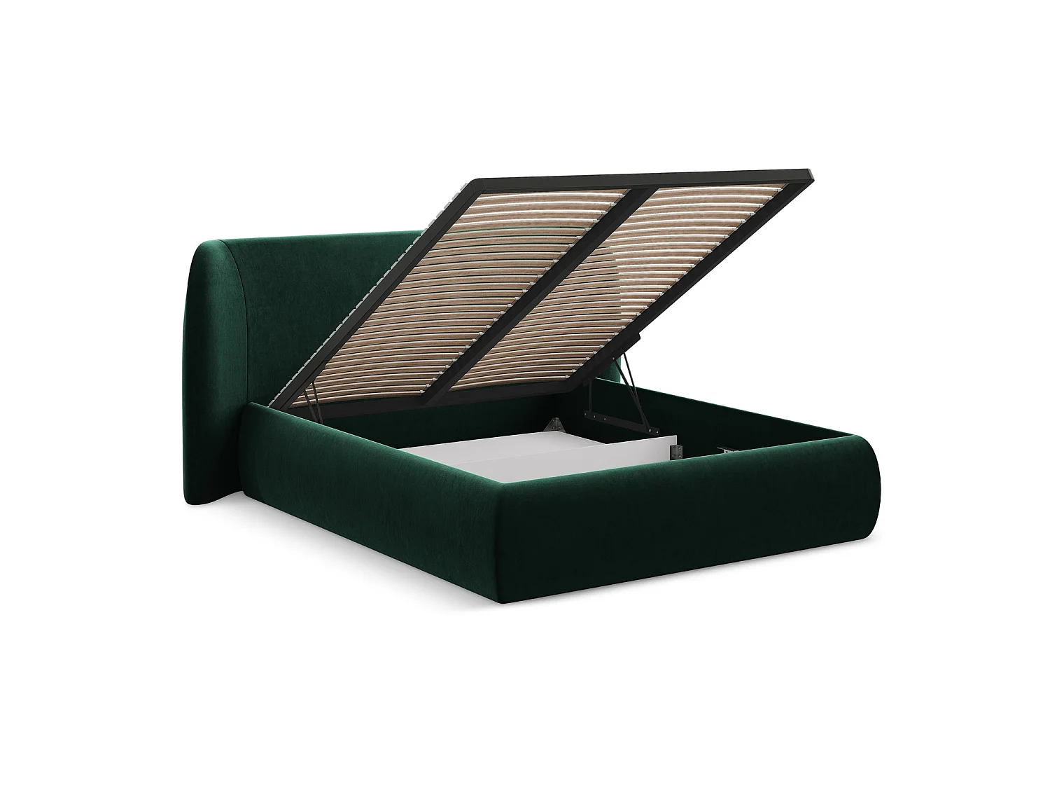 Lit coffre en velours 230 x 215 - bouteille verte - TRIESTE