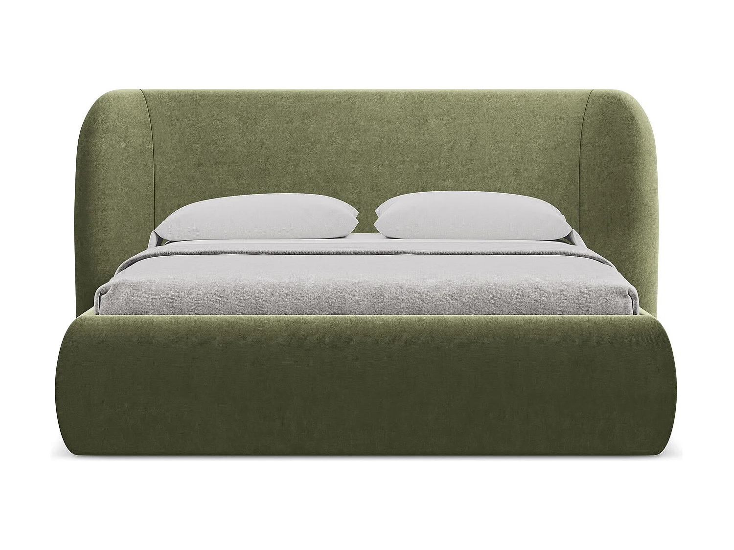 Łóżko 210 x 215 - z weluru - oliwkowy - HAUKE