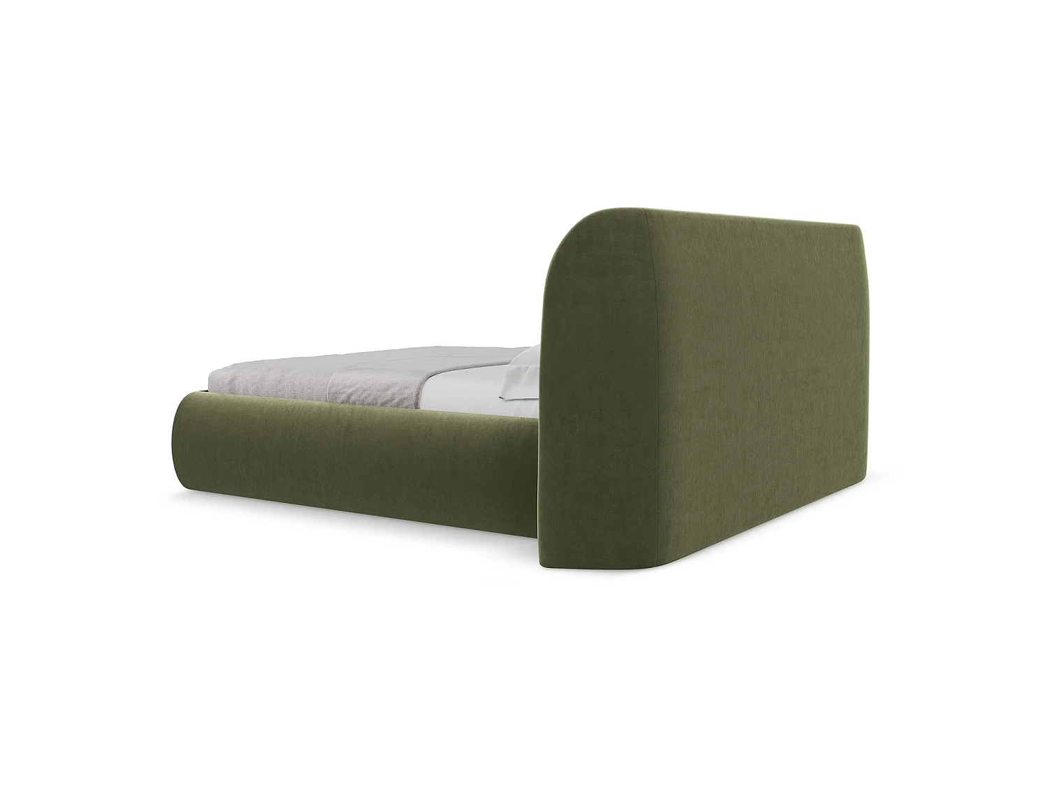 Lit coffre en velours 210 x 215 - olive - TRIESTE