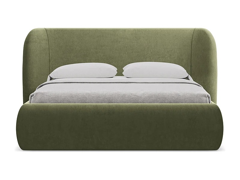 Bed met opbergruimte 210 x 215 - velours - olijf - HAUKE