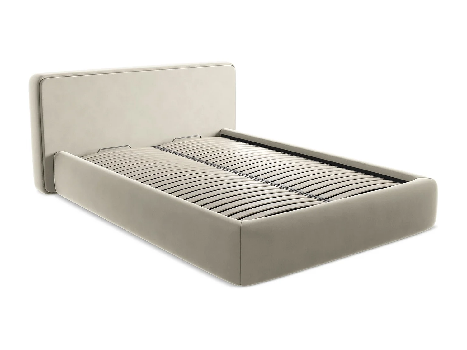 Bed met opbergruimte 180 x 225 - velours - parel - KIANA