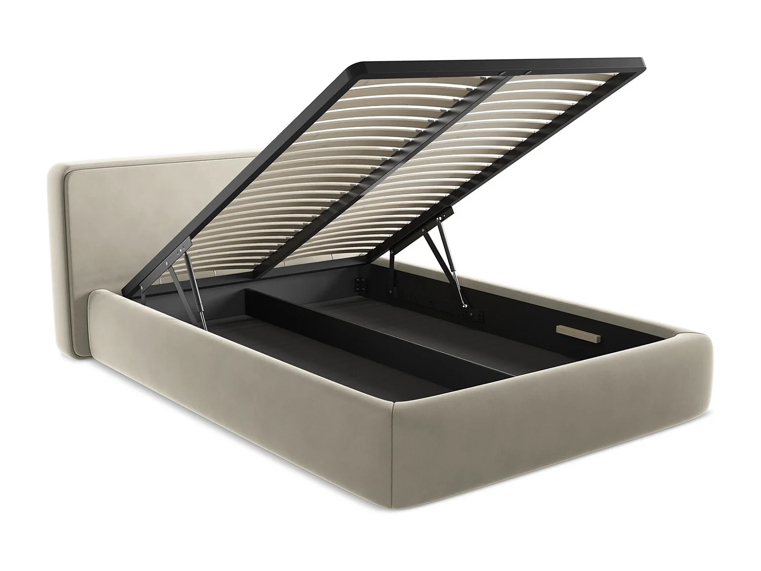 Bed met opbergruimte 180 x 225 - velours - parel - KIANA