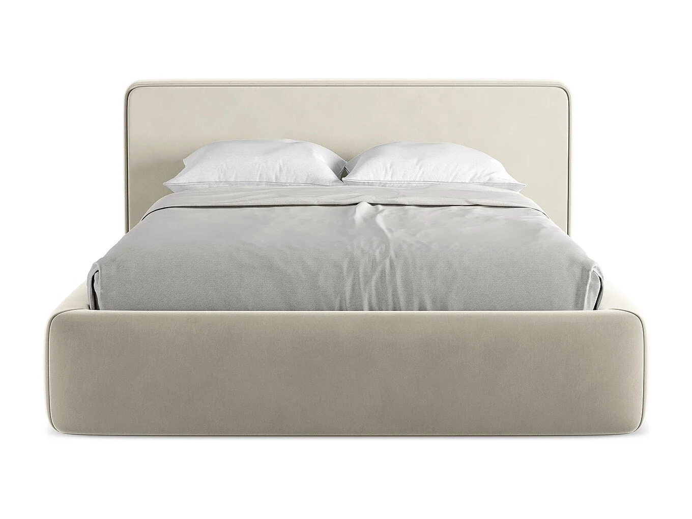 Lit coffre en velours 140 x 200 - perle - KIANA