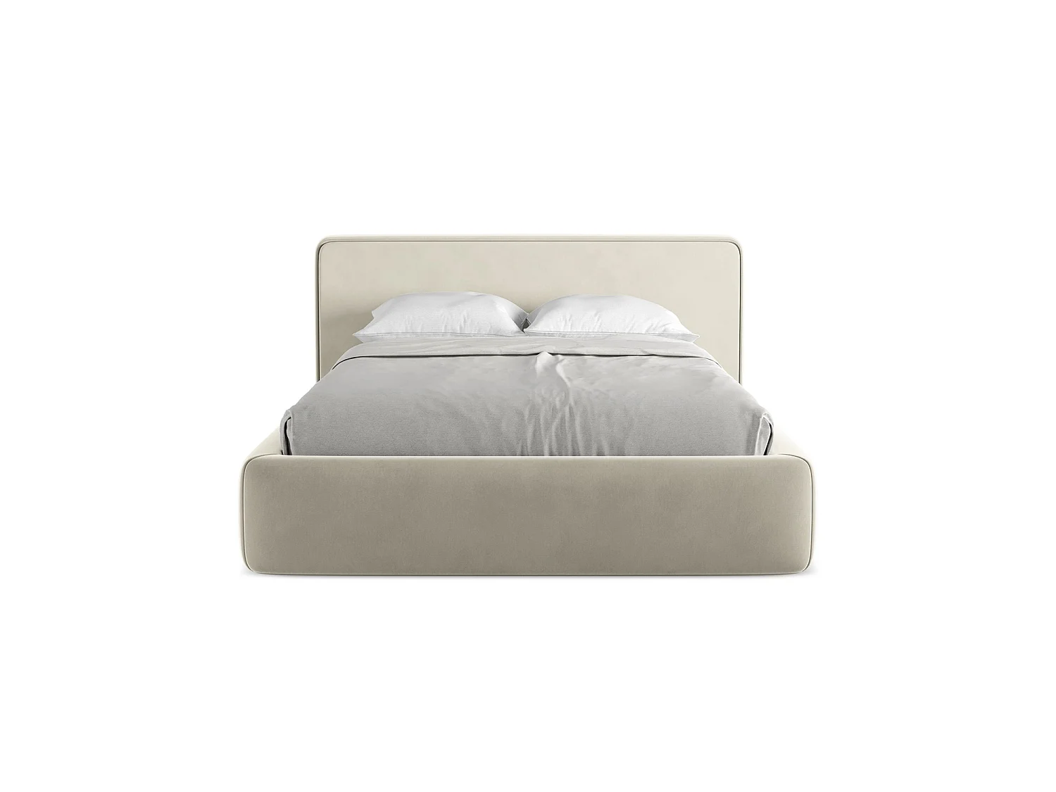 Lit coffre en velours 180 x 225 - perle - FIRENZE