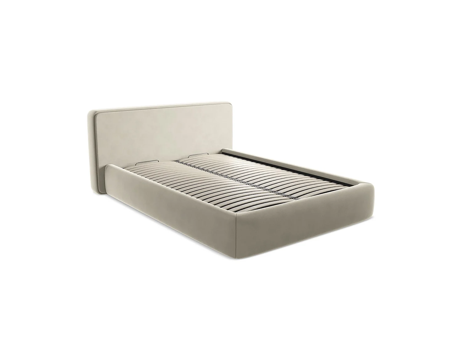 Lit coffre en velours 180 x 225 - perle - FIRENZE