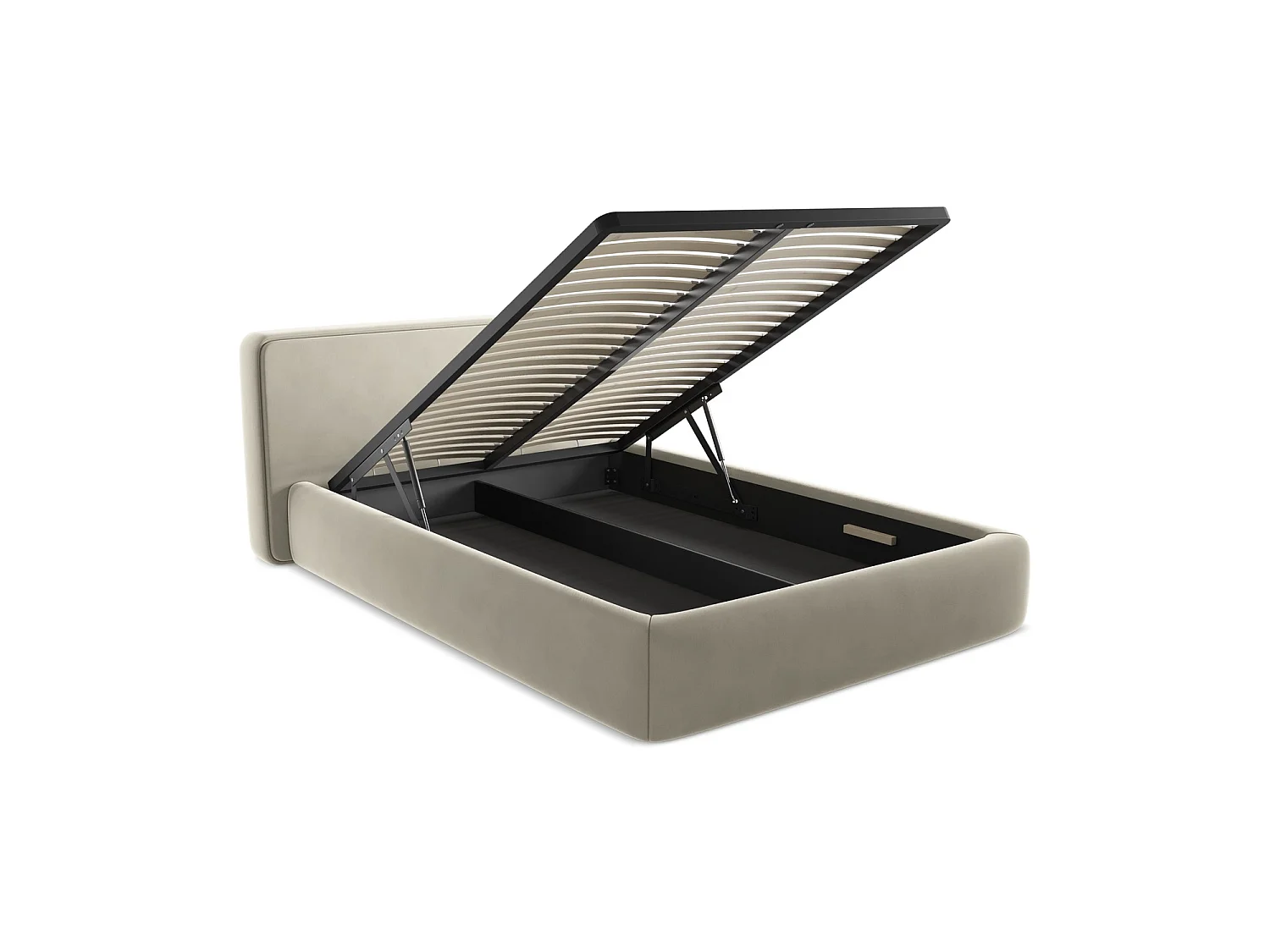 Lit coffre en velours 180 x 225 - perle - FIRENZE